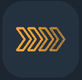 The speed button at safe fast: four orange outlined chevrons.
